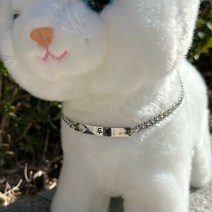써지컬 스틸 강아지 고양이 슬림바 목걸이 볼드 커브체인 인식표 이름표 네임택 반려동물 애완견, 4mm, 민자슬림바, 폰트1번