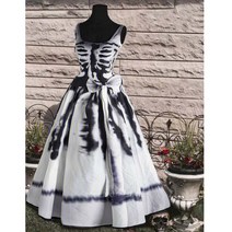 중세시대드레스 왈츠 원피스 서양 귀족 드레스 19세기 스타일 유럽과 미국 복고풍 인쇄