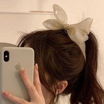 20cm빅리본바나나핀 여성올림머리집게핀 큰리본왕집게핀 여성머리핀 은꽃밴드