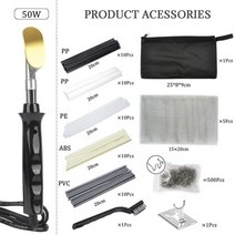 PVC 플라스틱 용접기 110V 220V 50W 80W 100W 자동 범퍼 수리 전기 납땜 인두 가정용 가죽 다림질 공구 용접봉 스터드 스탠드 스틸 브러시 스테인레스 메쉬 가방 1, 220V EU plug, Set B-50W