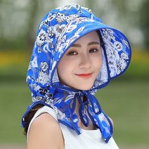 퍼니맨 플라워 넥커버 선캡 모자 밭일 농사