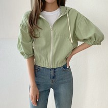 여성 귀요미 크롭 여름 후드 집업 자켓
