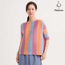 컬러풀 스트라이프 5부 소매 티블라우스_PPTSM023020