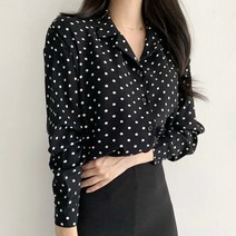 다이뻐 리틀깽스 빅사이즈 가능 봄 가을 셔츠카라 루즈핏 사계절 부들부들 부드러운 편안한 데일리 땡땡이 도트 셔츠 남방