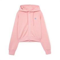 여성 베이직 애슬레저 미디움로고 크롭 후드집업 NY Neon Pink