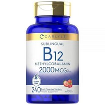 Carlyle 비타민 B-12 | 2000mcg 240 태블릿 메틸코발라민 천연 베리 맛 채식주의자 GMO 프리 글루텐 설하 보충제121681