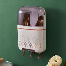 펀칭 벽걸이형 대용량 물빠짐 가정용 수납선반 식기건조대, T02-화이트색조합 오렌지 6600뚜껑포함