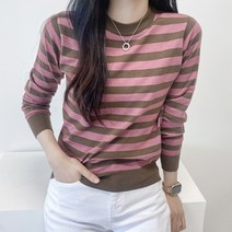 헤이린 여성 단가라 라운드 니트 티 GG