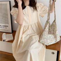 해외루즈핏 쿨톤 여름 린넨 반팔 롱 원피스 10대 20대 30대 여신룩 여친룩 복고풍 예쁜 편한 임산부룩