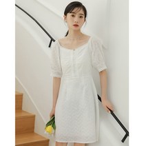 레이스 자수 반팔 미니원피스