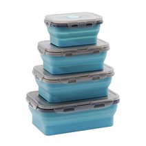 Silicone Lunch Box Foldable Microwave Oven Bento Lunchbox Kitchen Home School Food Storage Container, 400ml