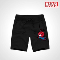 마블 남녀공용 고급 특양면 여름 5부 트레이닝 스파이더맨 반바지(M-2XL)