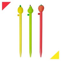 [마치]과일니들노크펜 0.7mm 파인애플볼펜 사과볼펜 딸기볼펜, 1개입, 노란파인애플