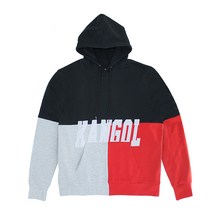 캉골 컬러블록 후드티 Black Red