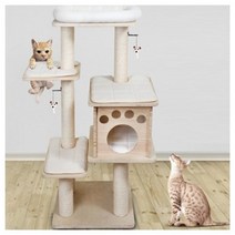 펫모닝 4단 중간 하우스 원목 캣타워 PMC-6514, 혼합색상, 3개