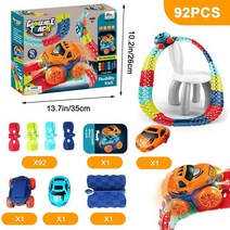 픽시 자전거 가벼운 2023 무중력 자동차 트랙 세트 LED 라이트 업 레이스 카 유연한 매직 카 장난감 선물, 02 92PCS