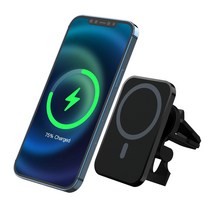 엔에이씨 맥세이프 15W 알루미늄 차량용 핸드폰 거치대 충전기, 블랙 알루미늄 C10