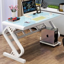 아우스 N-AS 강화유리 컴퓨터테이블 게이밍책상 컴퓨터책상 사무용책상 서재책상 학생책상 2인용 1인용, 흰색프레임+흰색유리 120cm