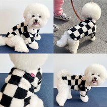 겨울 강아지 후리스 체크무늬 아우터
