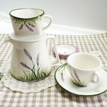 핸드메이드 라벤다 커피드리퍼 & 서버세트, 주전자+뚜껑+드리퍼