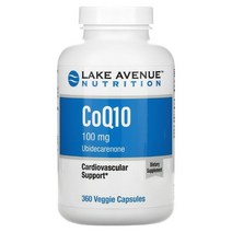 Lake Avenue Nutrition CoQ10 100mg 120 Veggie Caps 레이크 에버뉴 뉴트리션 코큐텐 100mg 360베지캡슐, 1개, 기본, 360정