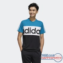 아디다스 [아디다스] 이센셜 컬러블럭 워드마크 티셔츠 9757 (블루 블랙)