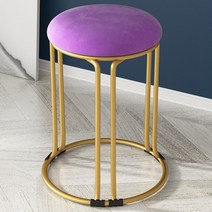 북유럽 화장대 철제 스툴 디자인 예쁜 원형 안방 럭셔리 인테리어 화장 의자 stool 골드, 퍼플 스웨이드 골드다리