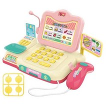금전 등록기 14세이상 소녀 식료품점 Playset 조명 및 소리 계산기 스캐너 미니 슈퍼마켓 선물, Pink