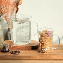 베이킹 손잡이 500ml 1L 내열유리 계량컵 비중컵 조리 유리잔, 크로크 계량컵 (MC03 1000ml)