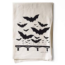 Austin Texas Bats over Congress Bridge Screen Printed Flour Sack Tea Towel, 1