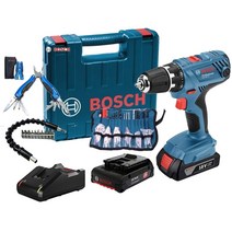 보쉬18V충전해머드릴GSB18V-21세트 1.5Ah배터리2개/충전기/악세사리100P+다목적멀티플라이어+플렉시블드라이버비트세트300mm
