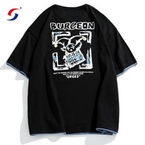 2022 핸드페인팅 조커 반팔 남성 티셔츠 썸머 루즈핏 티셔츠