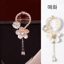 똥머리 집게핀 초경량 리본 머리핀*1개 / 2개, 로맨틱 은방울꽃