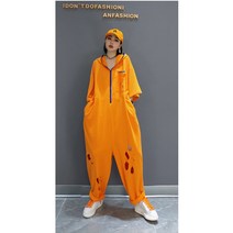 봄 여름 편안한 펀칭 후드 하렘 점프수트 2104211