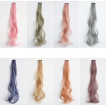 부분 탈색 붙이는 가발 헤어 피스 2개입 시크릿 투톤 긴 머리 웨이브, 자몽 파우더