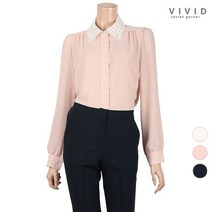 비비드시크릿가너 VIVID 진주오펠카라배색 블라우스