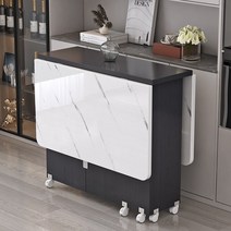 확장형 접이식 식탁 이동 다기능 보조 테이블 초박형 공간, 모조 흰색 대리석 단색/1.4m 직사각형