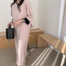 하이데일리 7부 봄 주름 칸타 플리츠 롱원피스