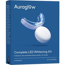 셀프치아미백 Auraglow 치아 미백 키트 LED 조명 포함 35% Carbamide Peroxide Gel 20가지 이상의 트리트먼트 2 10mL 젤 주사기
