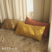 [바자르] 코코 체크 대쿠션(100x50)1장, 색상:연베이지