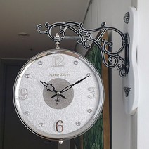 글리터 무소음 양면시계 실버화이트, 실버그레이