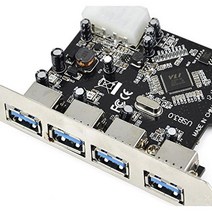 AxGear 4 포트 5Gbps USB3.0 PCI-E PCI 익스프레스 카드 어댑터 Window XP Vista 7 8용 1273192