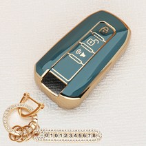 튜모 쌍용 구형 투리스모 코란도C 코란도스포츠 렉스턴W 4버튼 스마트 키케이스 TPU 키커버 키링, SY-04, 골드오링-스카이그레이