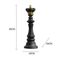 북유럽 수지 레트로 국제 체스 입상 인테리어 킹 나이트 조각 홈 데스크탑 장식 거실, Black King-M