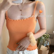 먼데이홀릭 6칼라 주름 골지 끈 나시티 민소매/나시