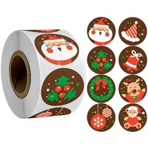 라벨기 귀여운 프린팅 라벨 미니 100-500pcs 6 디자인 1 Inch 크리스마스 테마 인감 레이블 스티커 DIY 선물 베이킹 패키지 봉투 편지지 장식, 16 QY691-100pcs