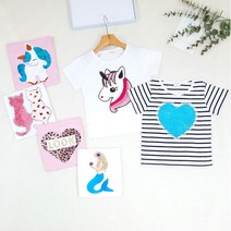 온더키즈 아동 스팽글 티셔츠 유아 여아 유니콘 엘사 인어공주