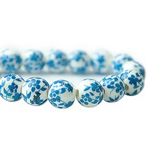 (주)아트인 심플꽃무늬 라운드 세라믹비즈(20개), 10mm, 아쿠아블루