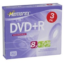 Memorex 3PK DVD+R 미디어 8X 4.7GB W/ (32025603) 439310