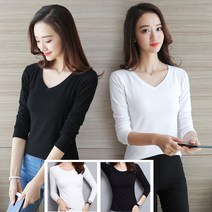 엉클빌 2장 기본 깔끔한 슬림라인 긴소매티 브이넥 라운드넥 색상 교차 선택가능